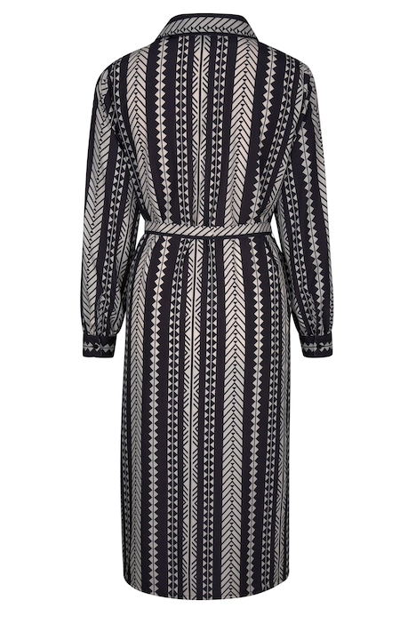 Midikleid, Straight Fit, grafisches Muster, Langarm