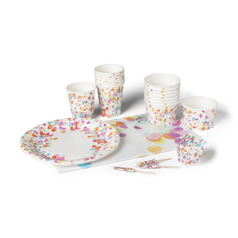 Papieren snackbakjes - confetti -set van 8