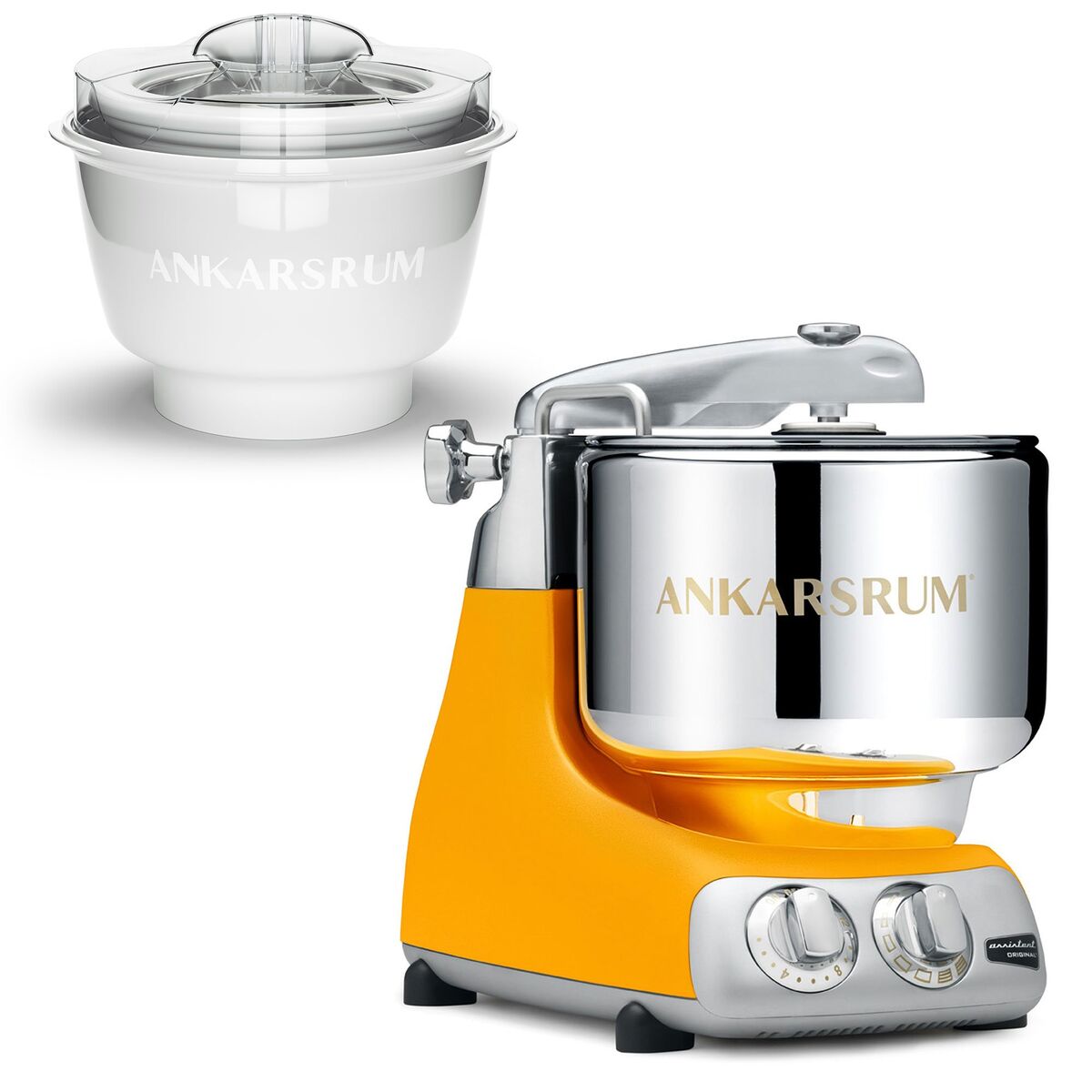 AKM 6230 kjøkkenmaskin med iskremmaskin, sunbeam yellow