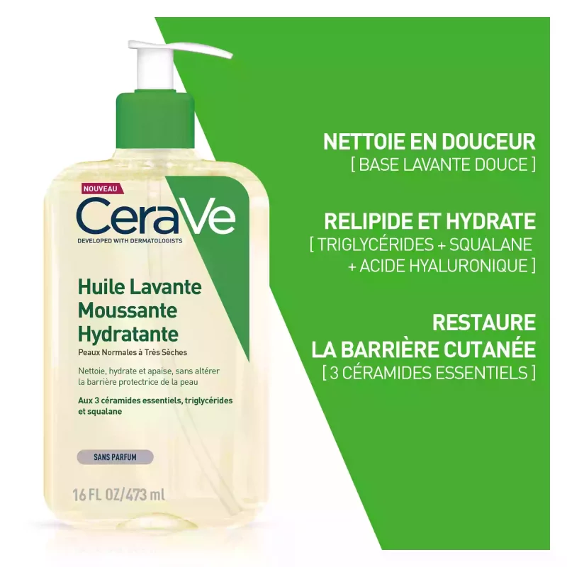 Huile Lavante Moussante Hydratante Peaux normales à très sèches à tendance atopique - 473ml