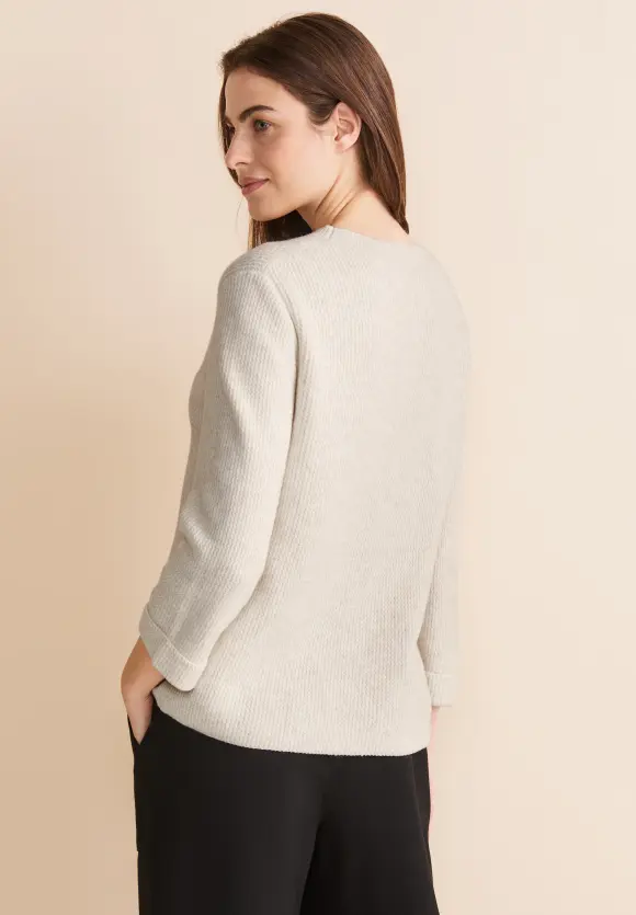 Melange Strickpullover - cream white melange