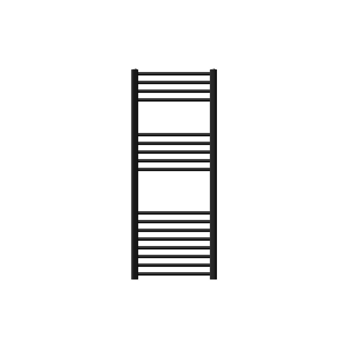LuxeBath Sahara badkamerradiator, 500x1200 mm, mat zwart, gebogen, met zijaansluiting, designradiator, handdoekwarmer, handdoekdroger, handdoekradiator, badkamerverwarming
