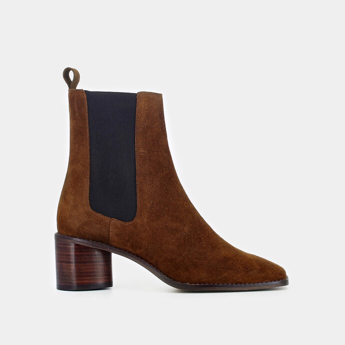 Bottines à talons  en croute cognac