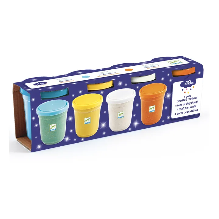 Djeco Pots de pâte à modeler Pailletées - Set de 4