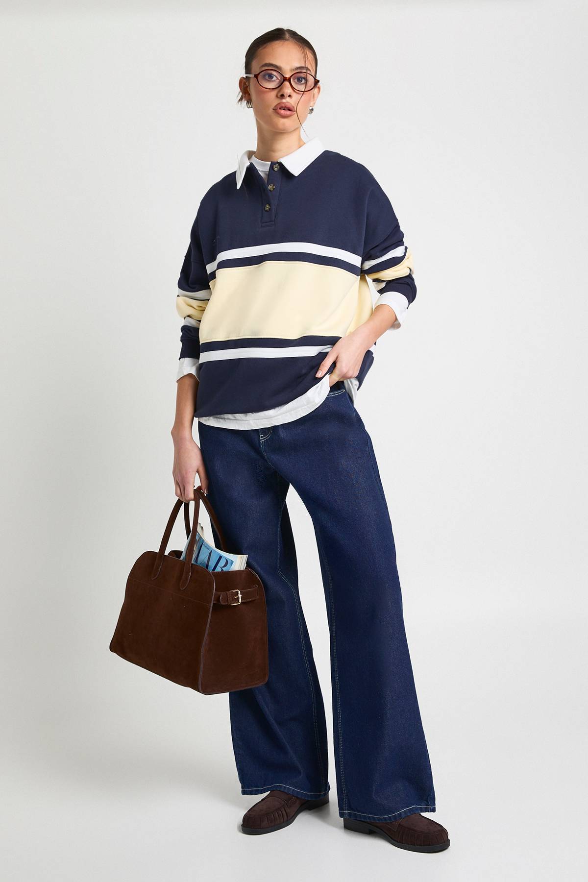 boohoo Sweat-shirt Rugby Surdimensionné à Rayures