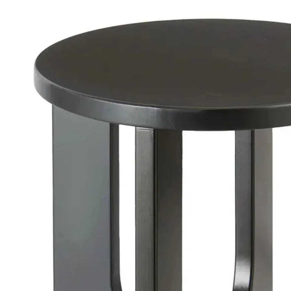 Atmosphera Bijzettafel/salontafel Bloom - zwart - MDF hout - rond