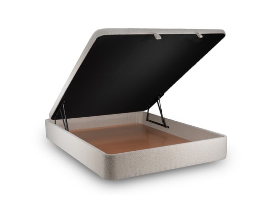 SOMMEIL DE PLOMB - Lit coffre 160x200cm capitonnée bouclette beige