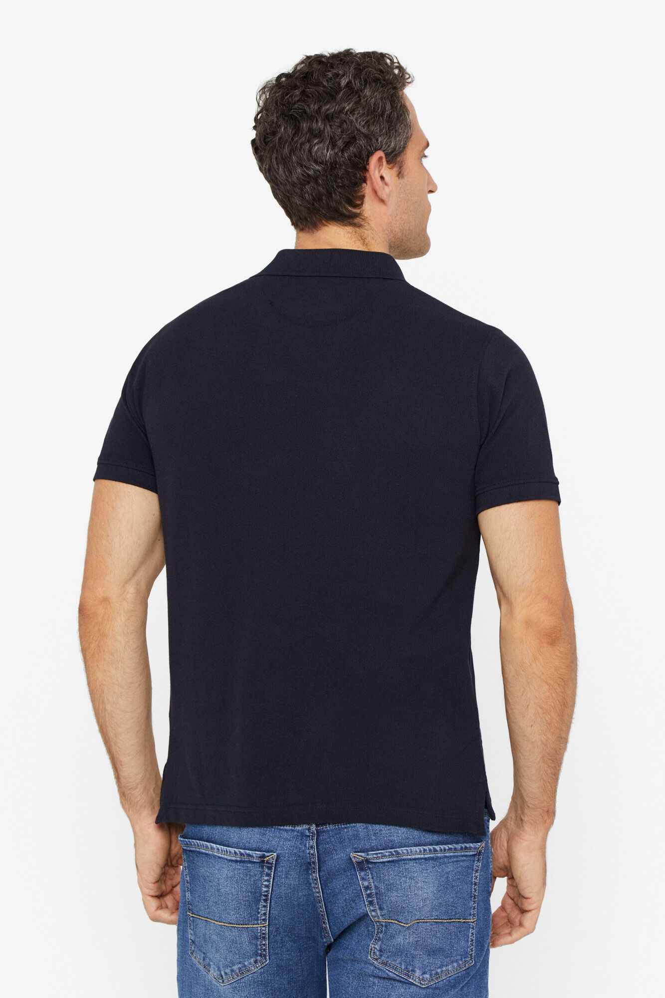 Camisa polo piqué com logo - Azul marinho