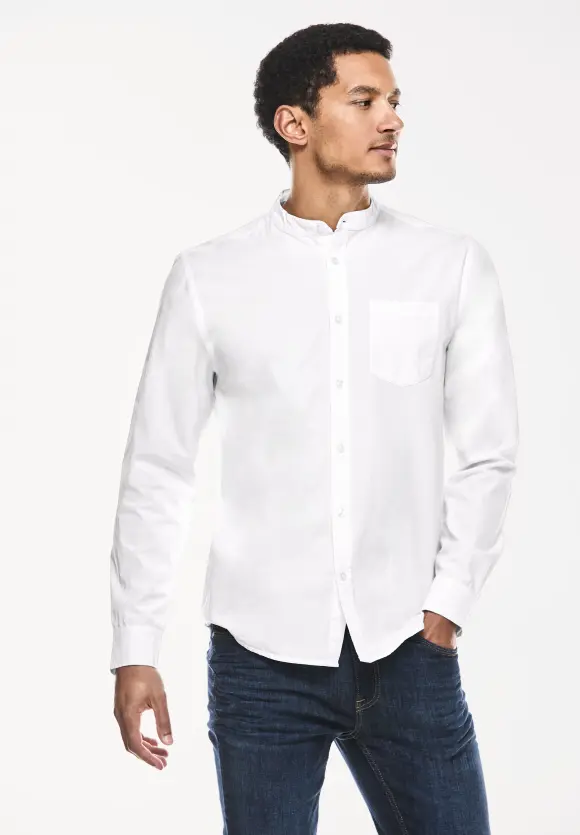 Stehkragen Hemd - White