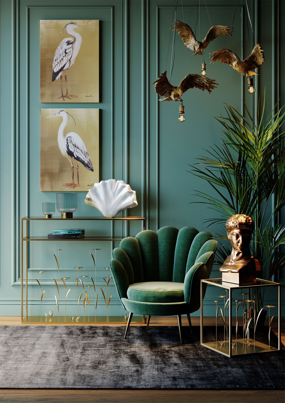 KARE DESIGN Cocktailsessel WATER LILY dunkelgrün