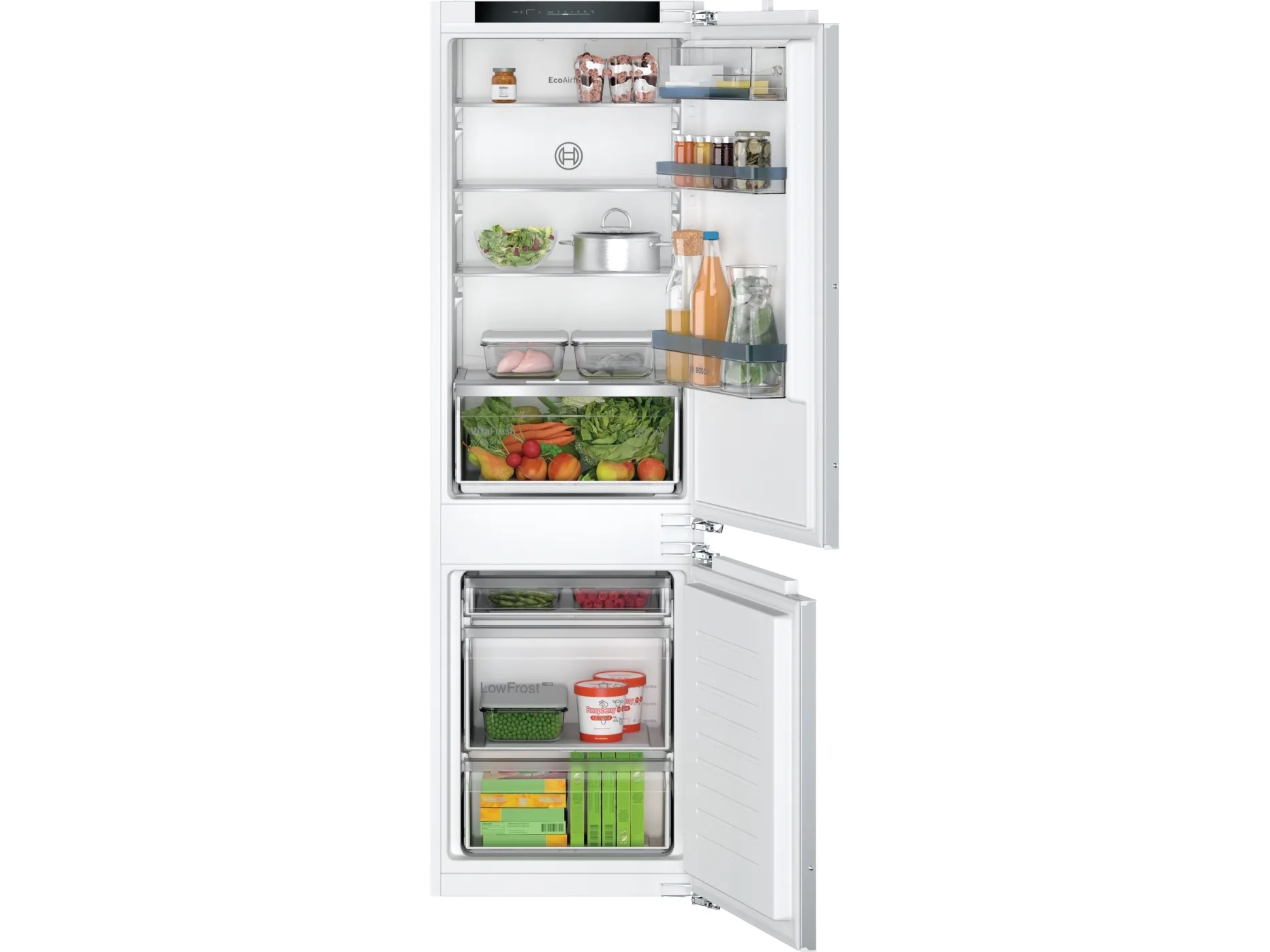 Bosch Serie | 4 KIV86VFE1 - Køleskab/fryser - bund-fryser - til indbygning - niche - bredde: 56 cm - dybde: 55 cm - højde: 177.5 cm - 267 liter - Klasse E - Fladhængsel