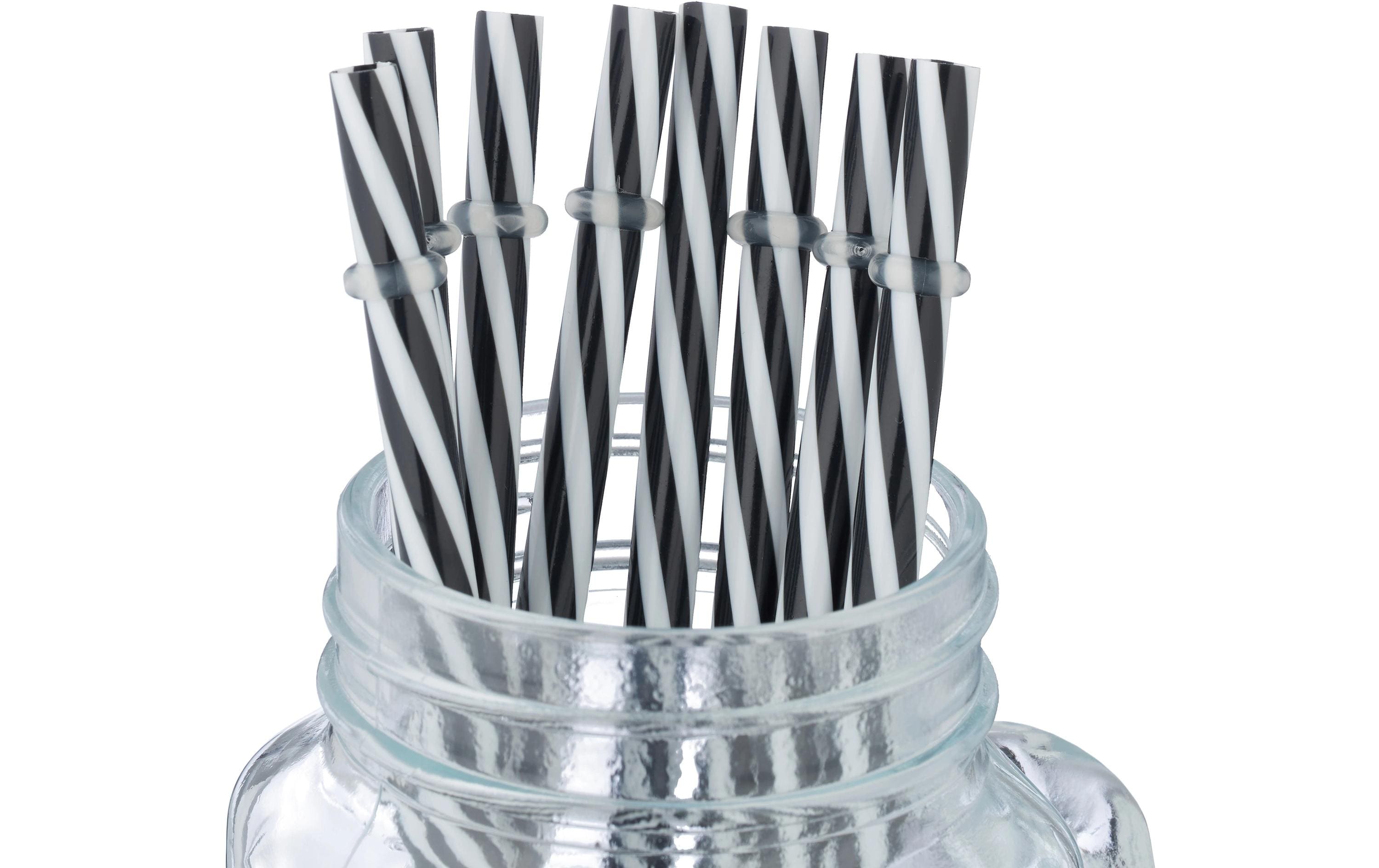 Trinkglas Summer 500 ml, 8 Stück, Schwarz/Transparent/WeissHenkelgläser Set