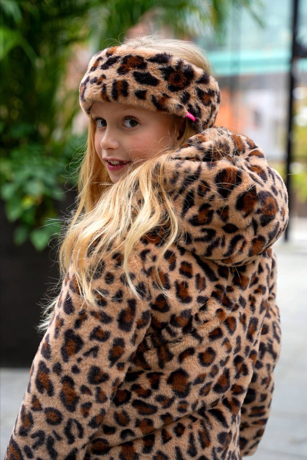 B.Nosy reversible gewatteerde winterjas Jamie met panterprint warmrood/oranje/bruin