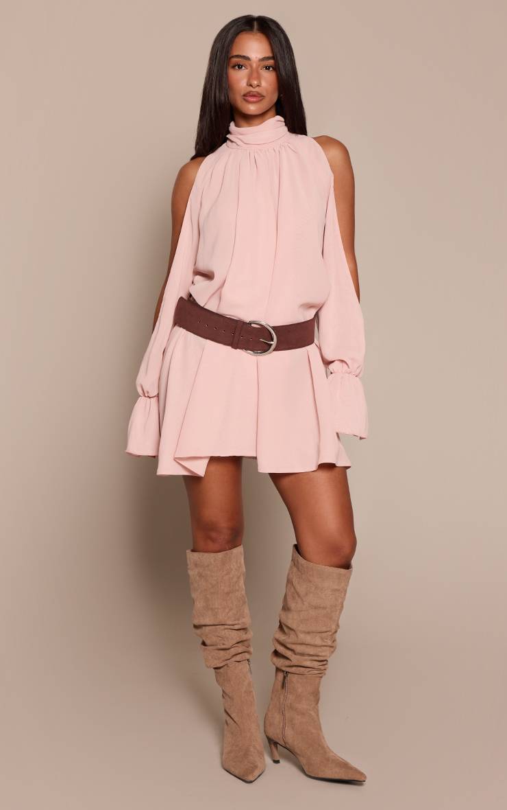 Rose Bébé Robe Mini À Col Montant Et Volants Petite