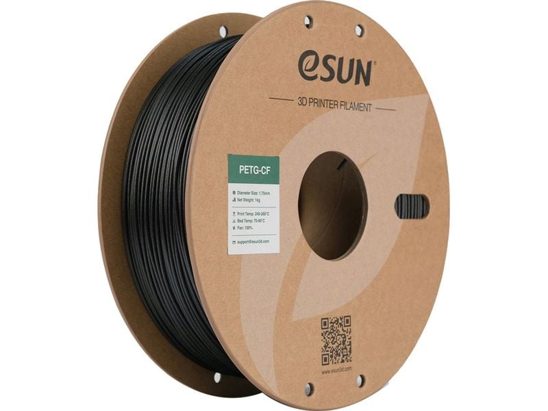 eSun Filament PETG CF Schwarz 1.75 mm 1 kg Filament mit Kohlestofffasern PETG