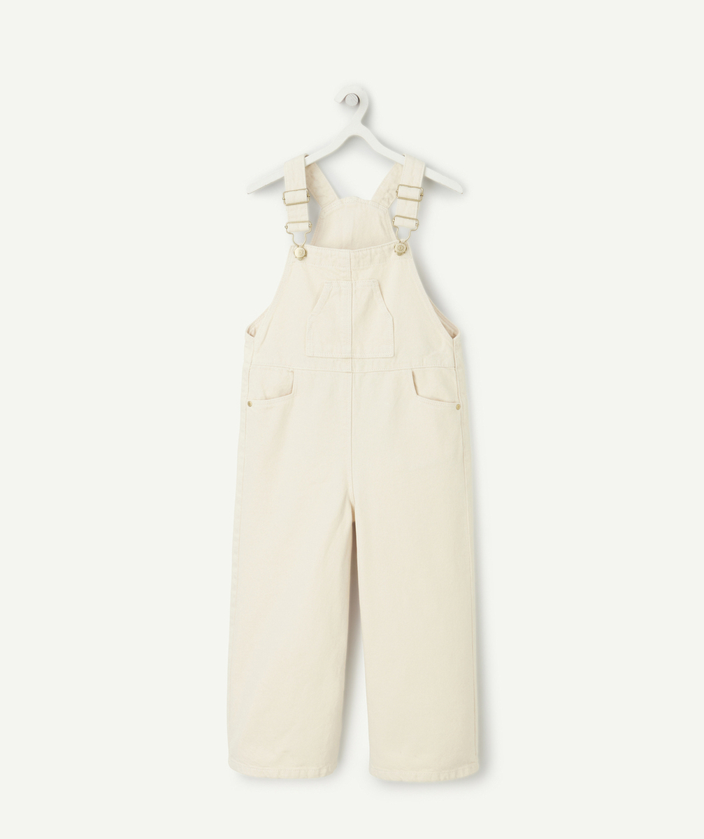 SALOPETTE WIDELEG FILLE EN DENIM BEIGE LOW IMPACT