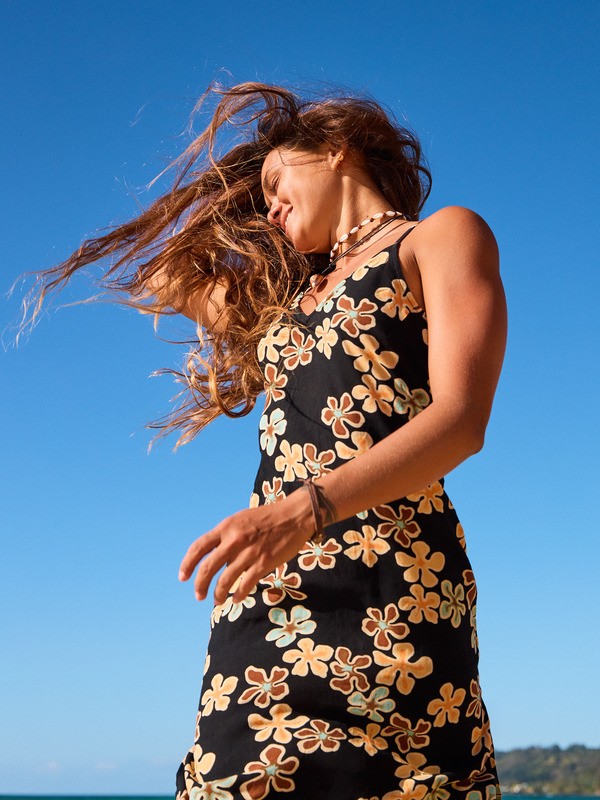 Stay Sunny Robe fluide à bretelles Noir Femme