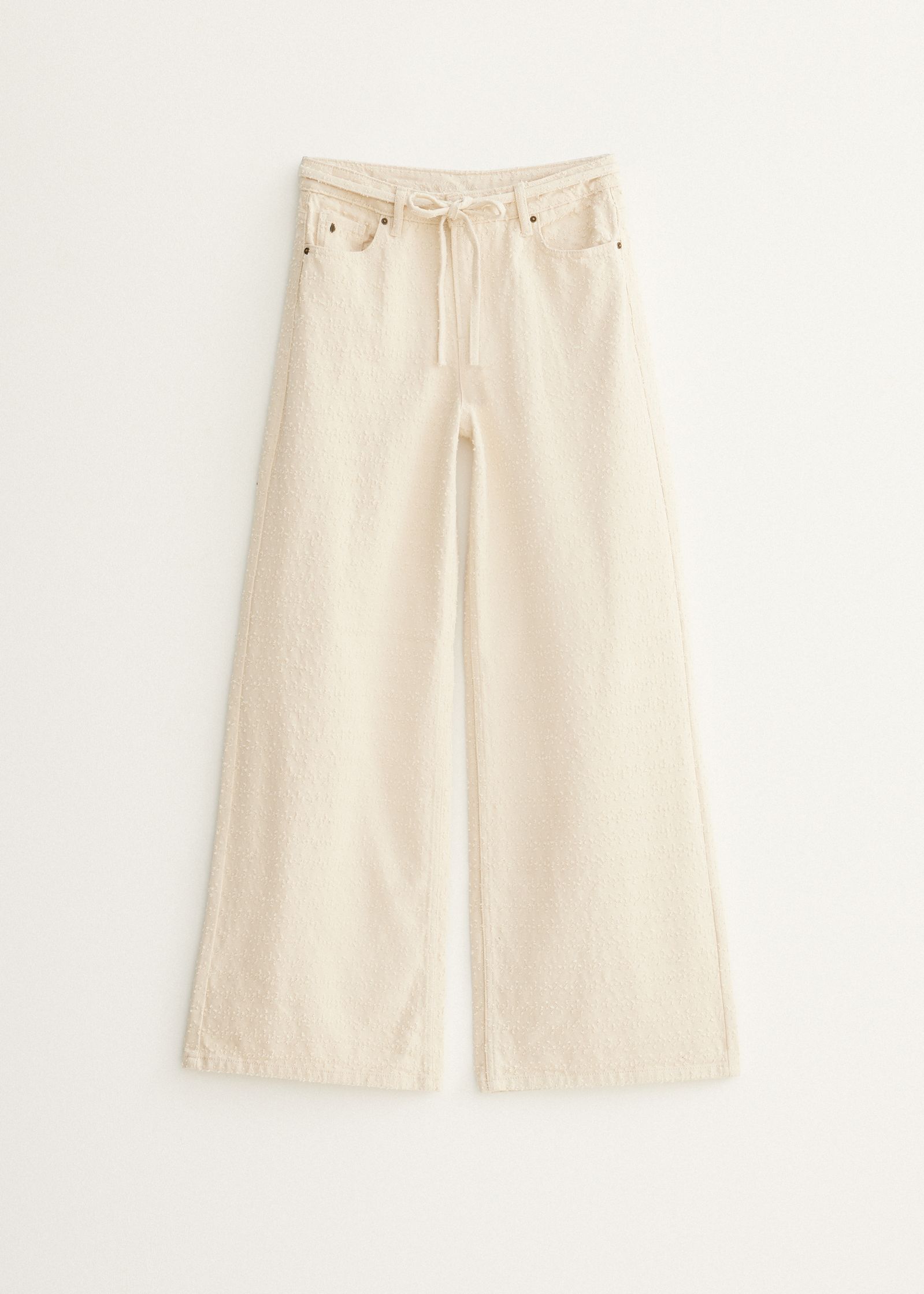 Wide leg jeans met structuur