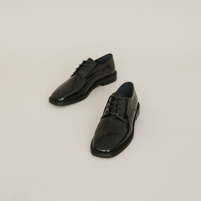 Derbies  en cuir plissé noir