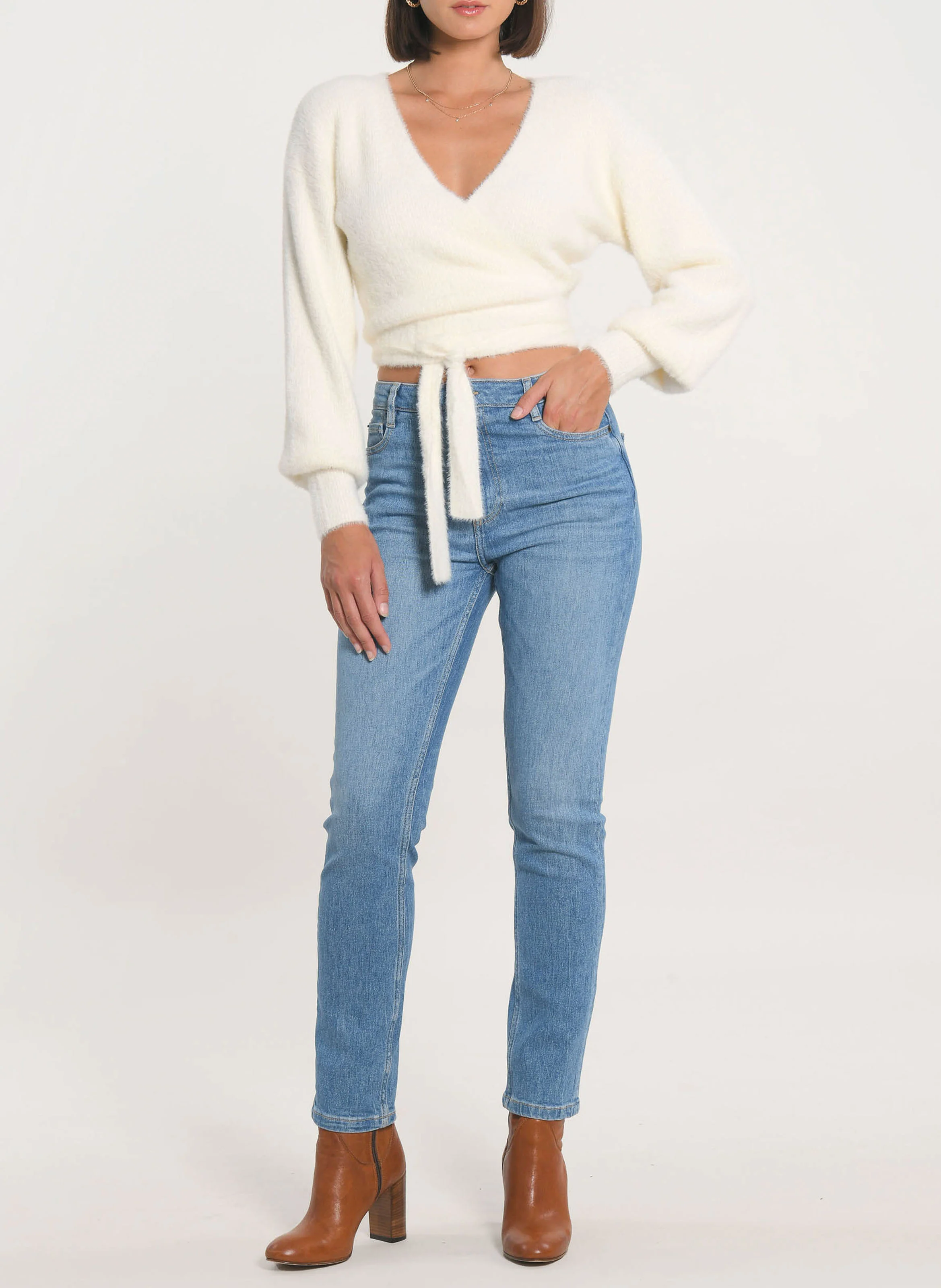 MYLO - Gilet droit en maille | Blanc