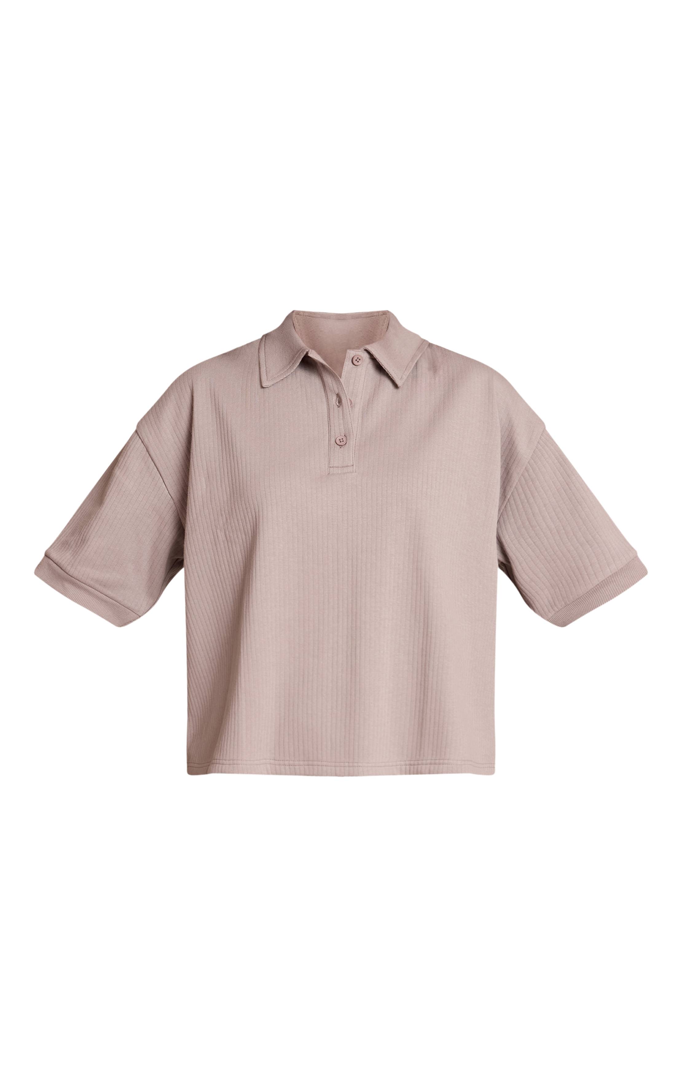 Gris Cendré Ensemble Coordonné T-shirt Côtelé Boutonné