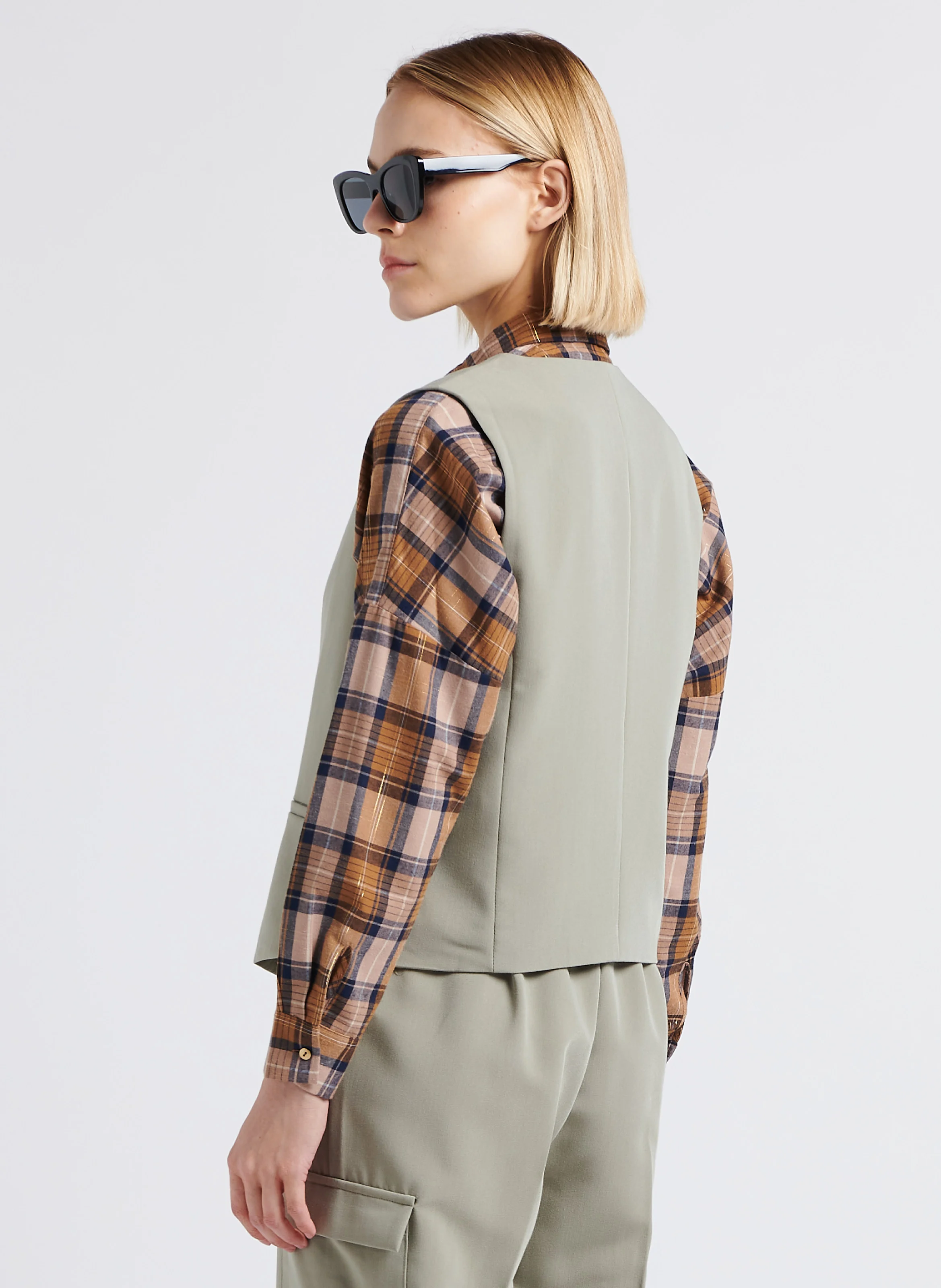 LOKI - Gilet tailleur sans manches boutonné| Vert