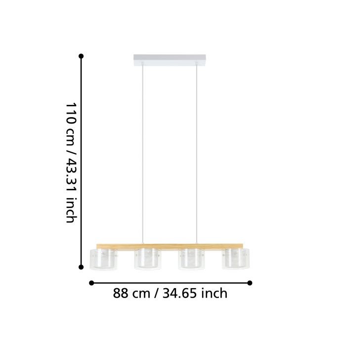 EGLO - Portico-Z langbordspendel natur og klar L88 - RGB + TW - Zigbee, Bluetooth