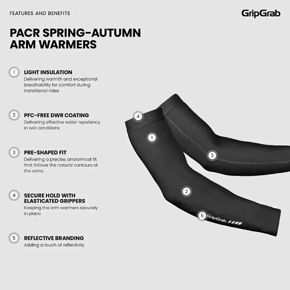 GripGrab PACR Spring-Autumn Armwarmers Zwart
