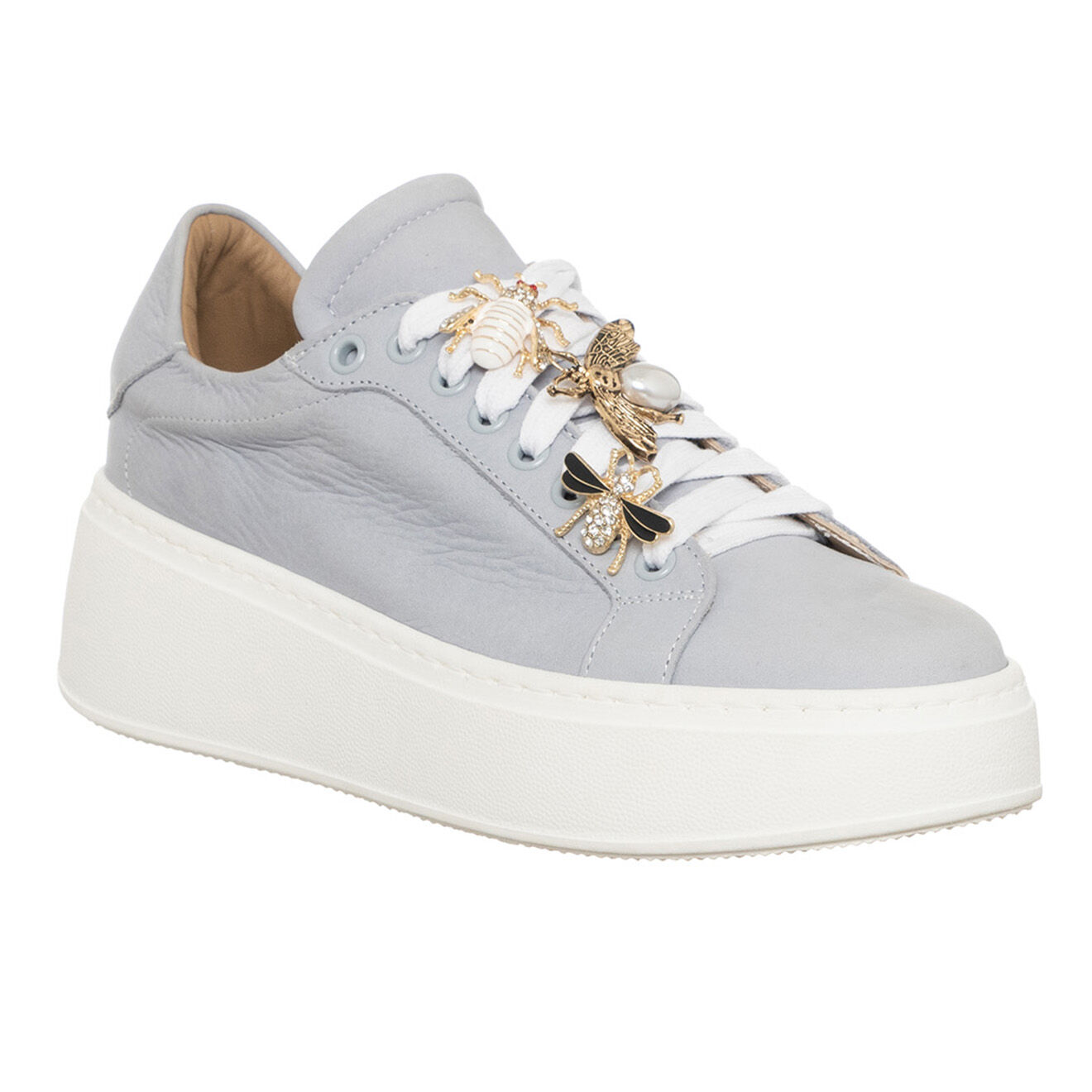 Loretta Pettinari Sneakers en Cuir Lava violet pâle/blanc - Plateforme 5 cm