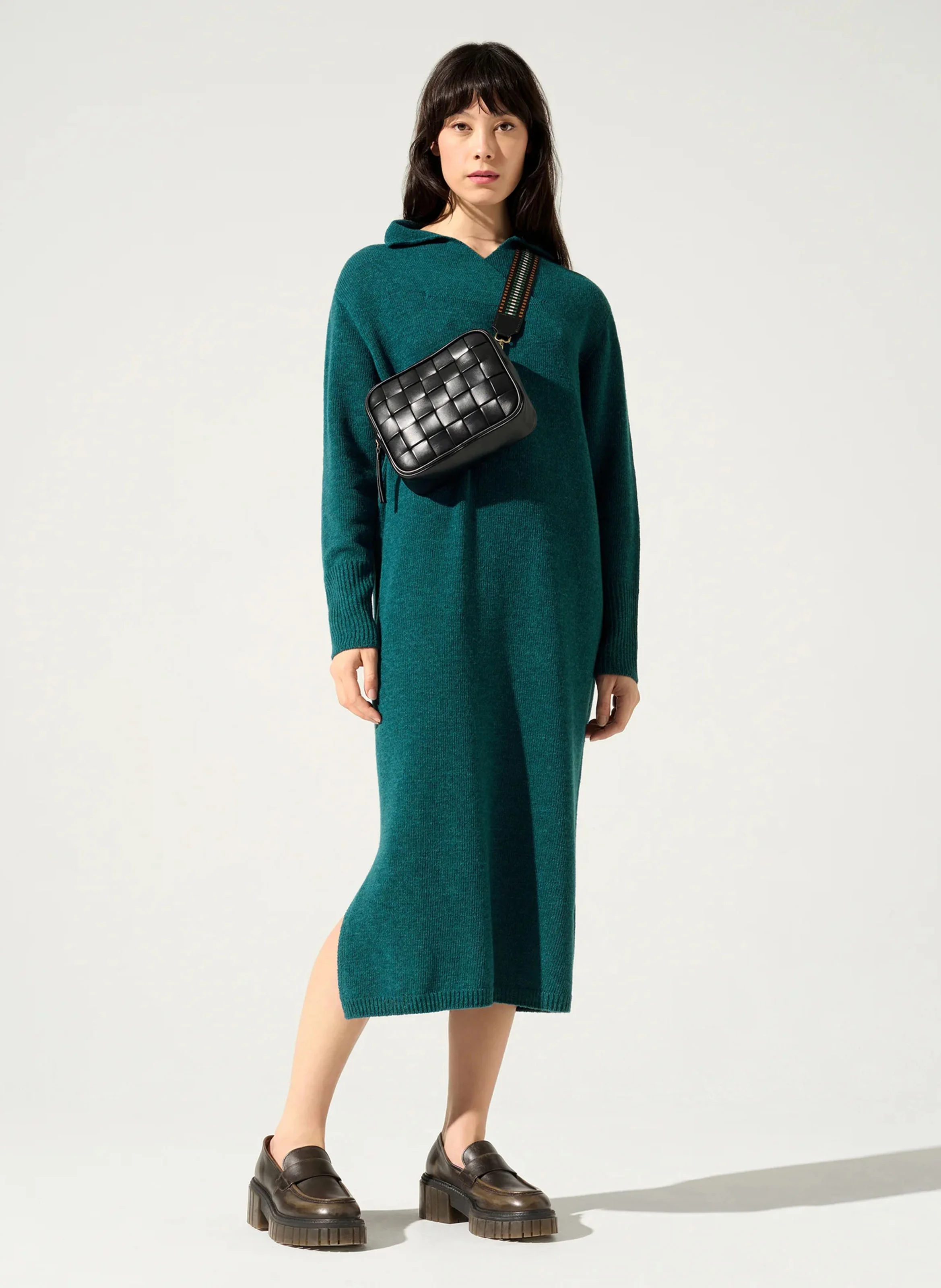 PERHAN - Robe pull ample en laine mélangée | Rouge