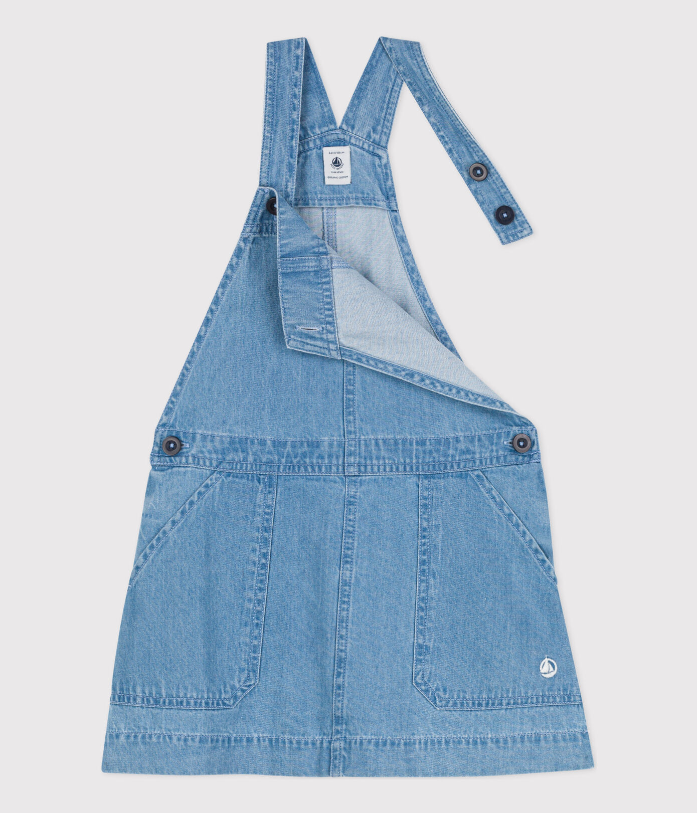 Robe salopette en denim léger enfant fille