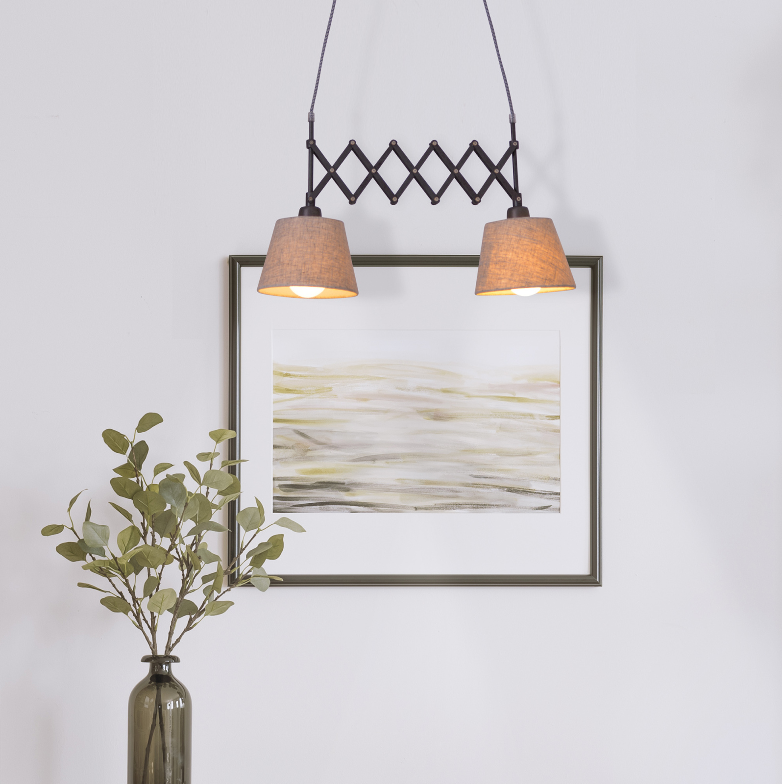 Pendelleuchte ADRIENNE - natur-braun - 2-flammig