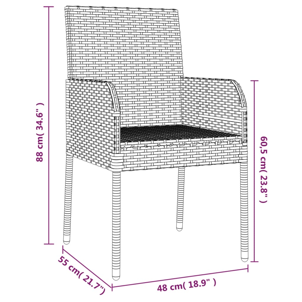 Mobilier à dîner de jardin et coussins 5 pièces noir résine tressée