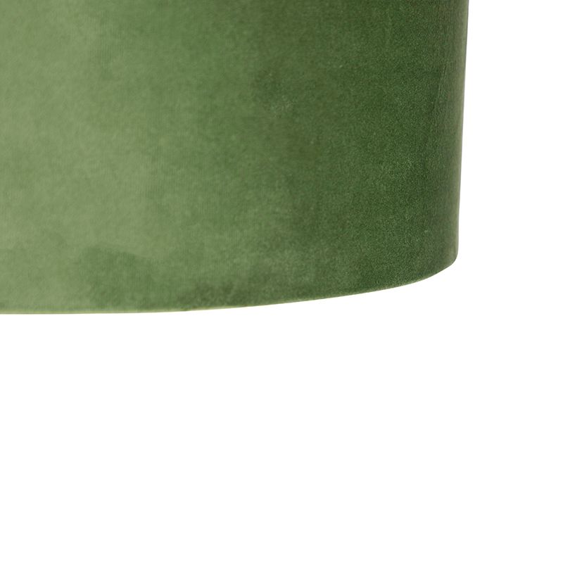 Hanglamp zwart met velours kap groen met goud 35 cm - Blitz