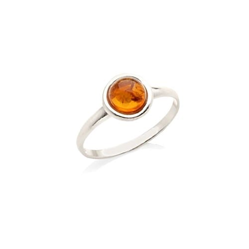 Bague moderne argent ambre - taille 60mm