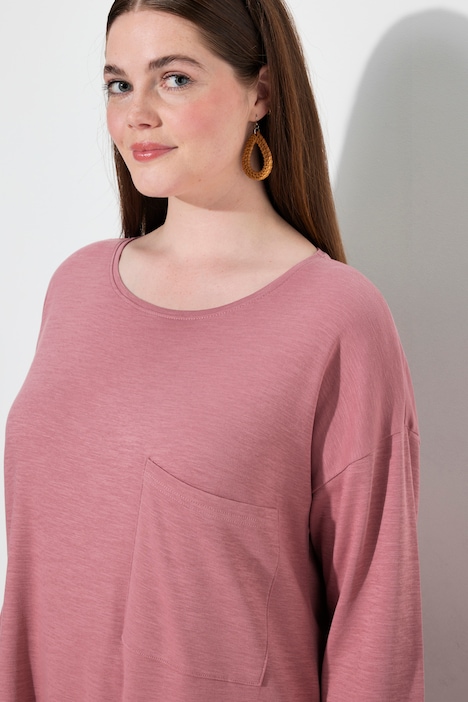 Shirt, Oversized, Rundhals, 3/4-Arm, Biobaumwolle