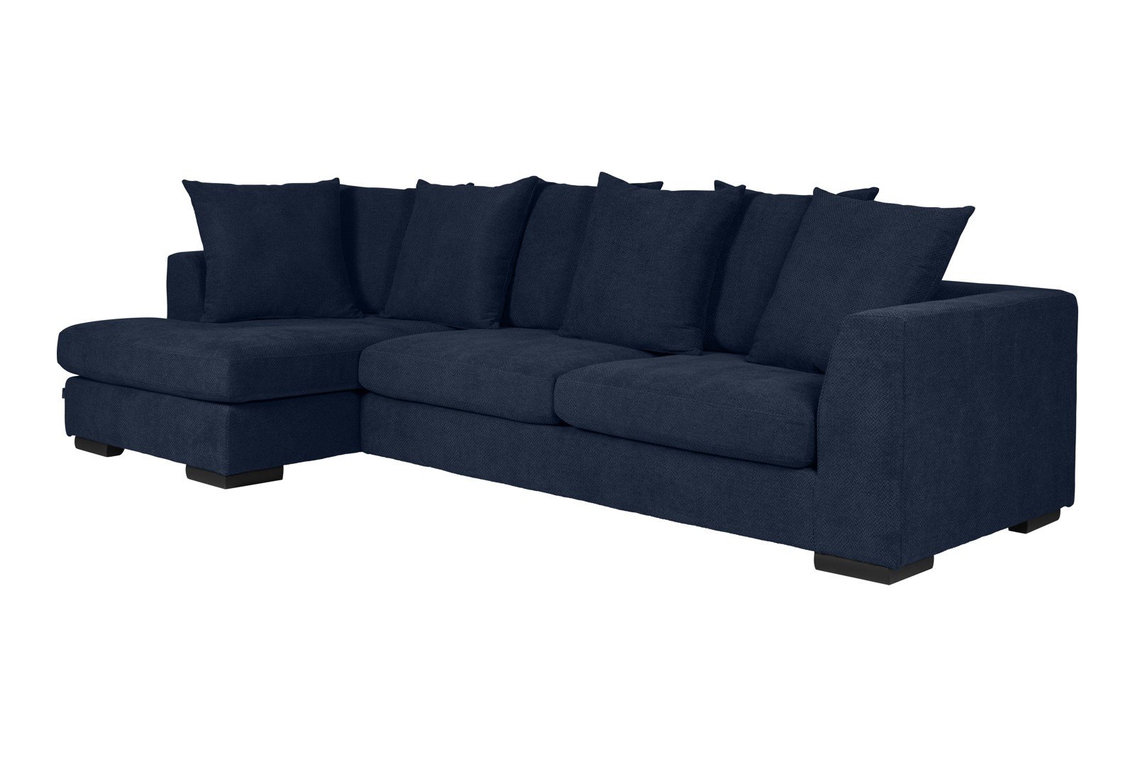 Paso Doble Day Sofa 2,5-seter og divan venstre, I tekstil Salento Dark Blue, Valnøtt ben i tre, EU komfort. Promotion
