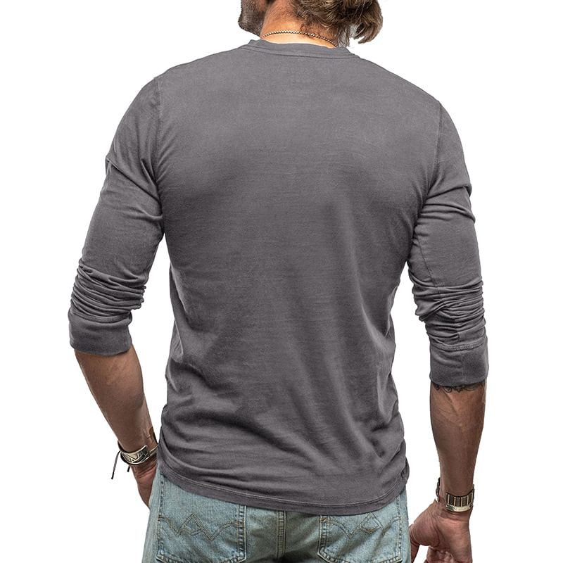 Dubbel Wit - Henley effen T-shirt met lange mouwen