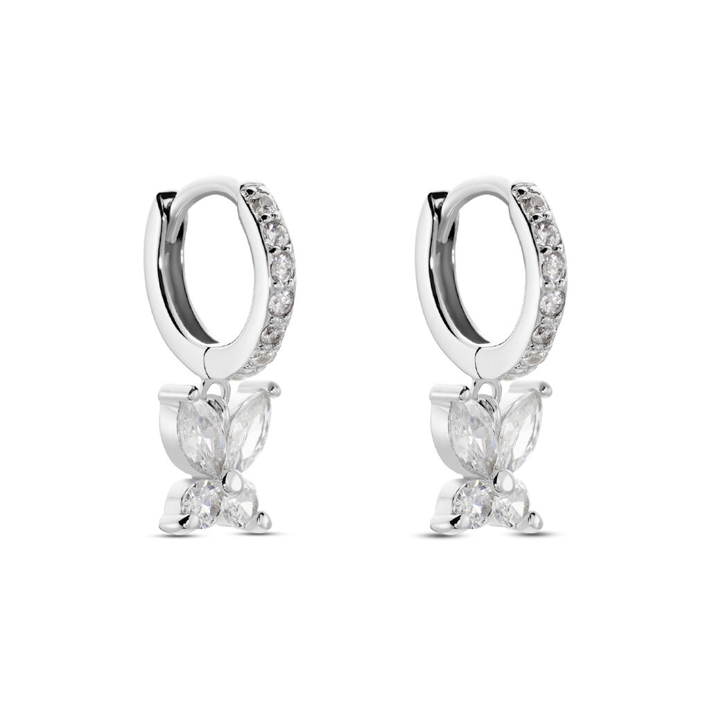 Créoles Argent Blanc Karitate Oxydes De Zirconium