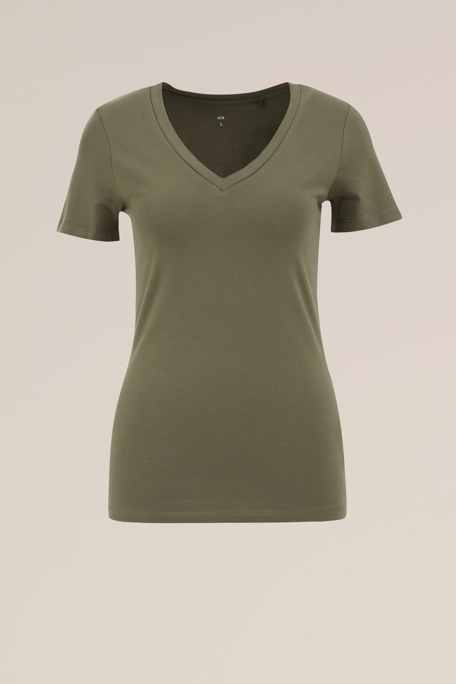 T-shirt met V-hals WE Fashion Mosgroen
