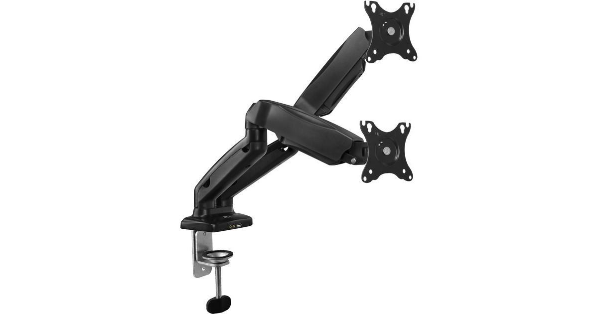 ACT ConnectivityMonitorarm office met gasveer, 2 schermen  (Zwart)