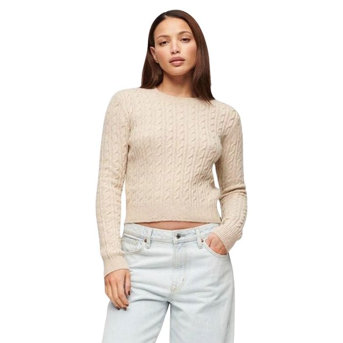 Superdry Fitted Cable Crew Neck Trui Dames