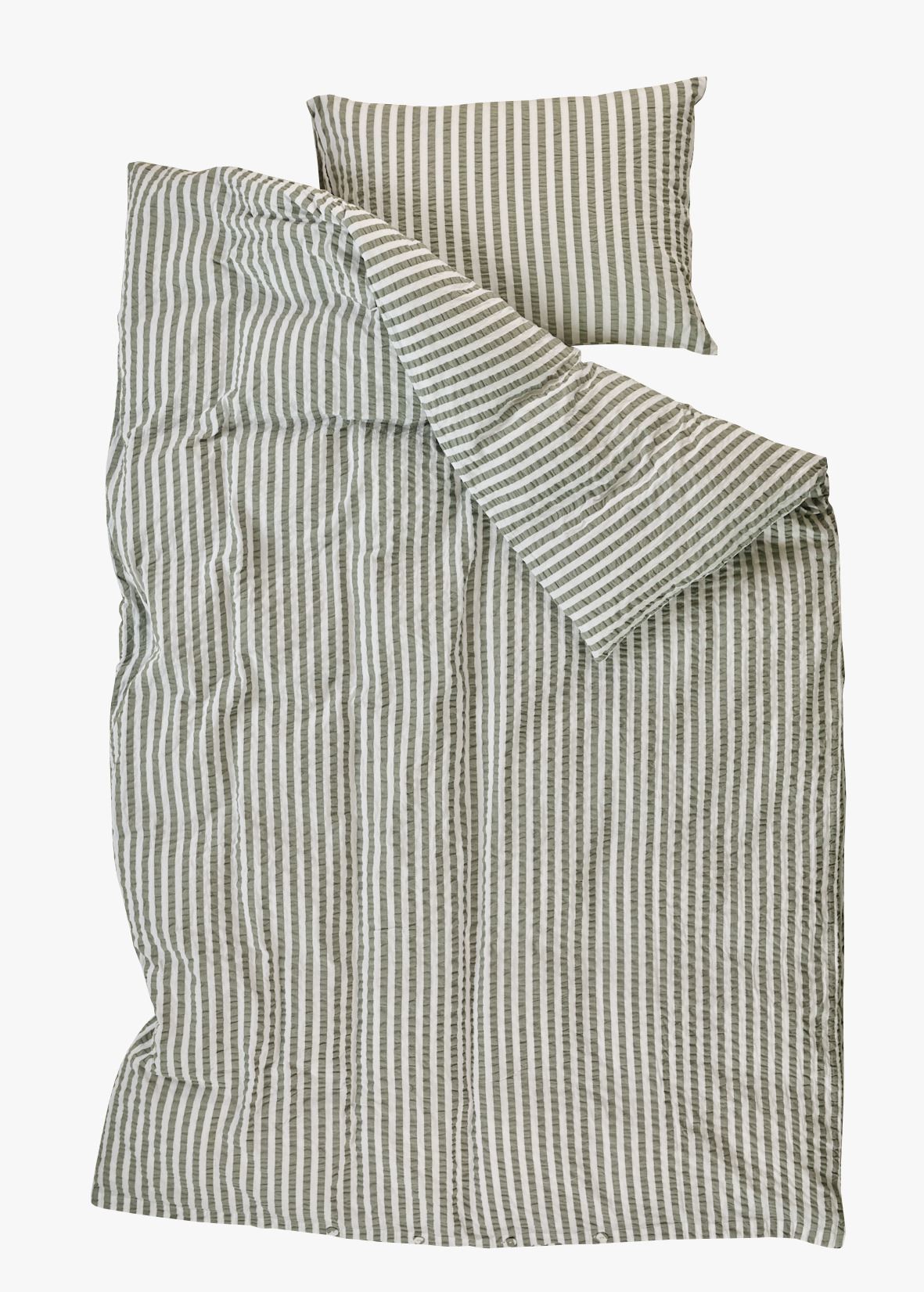 Krepp sengesett olivengrønn - 140x200 cm