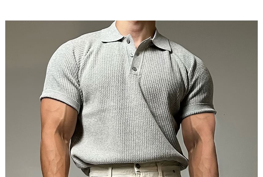 Okwano - Poloshirt met korte mouwen en effen breisel
