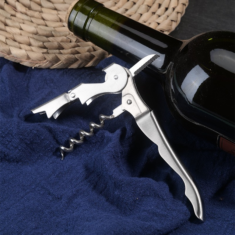 3in1 Edelstahl Kellnermesser Wein Korkenzieher mit Flaschenöffner   Messer - Silber