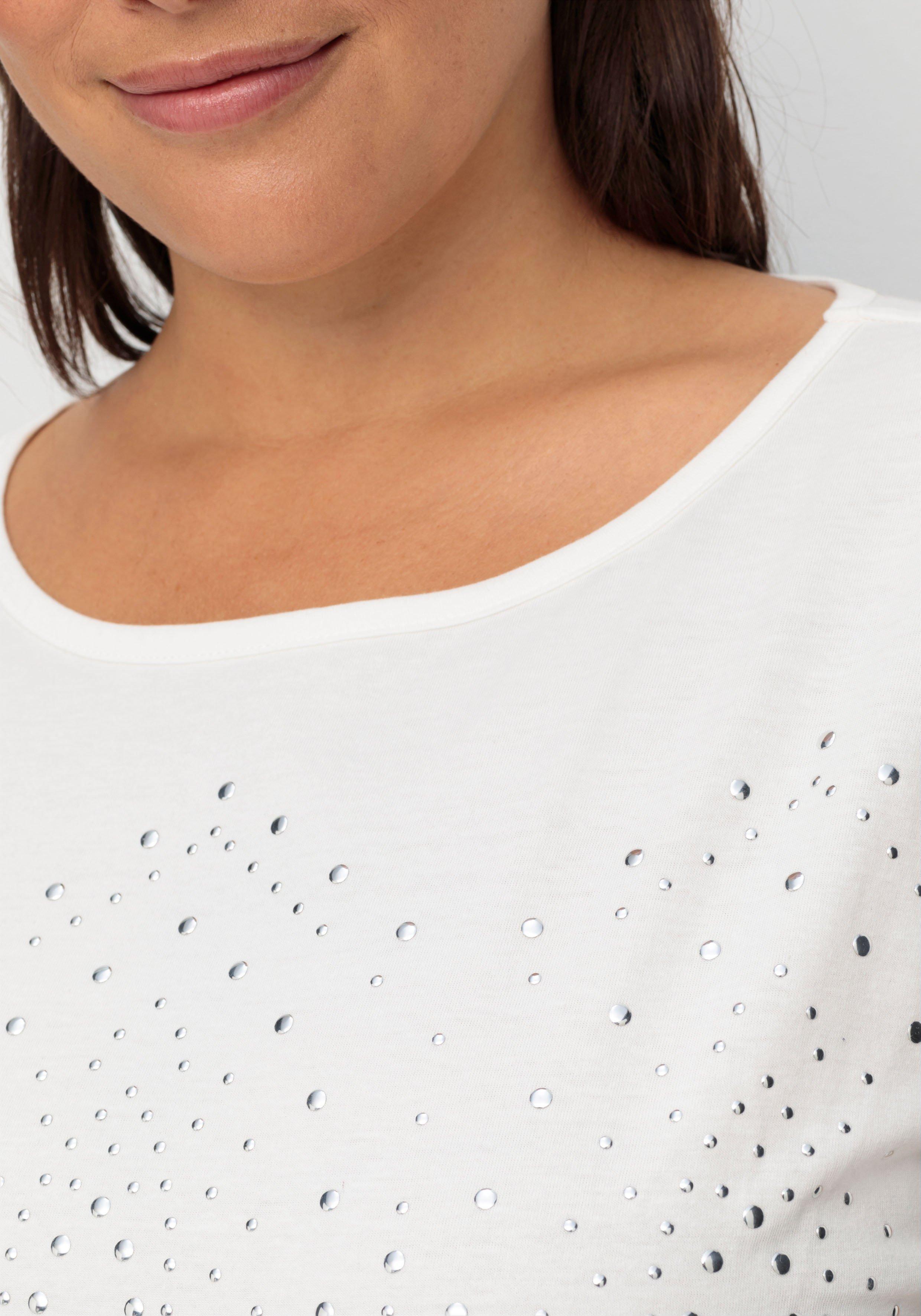 Jerseyshirt mit Ziernieten, leicht verlängerte A-Form