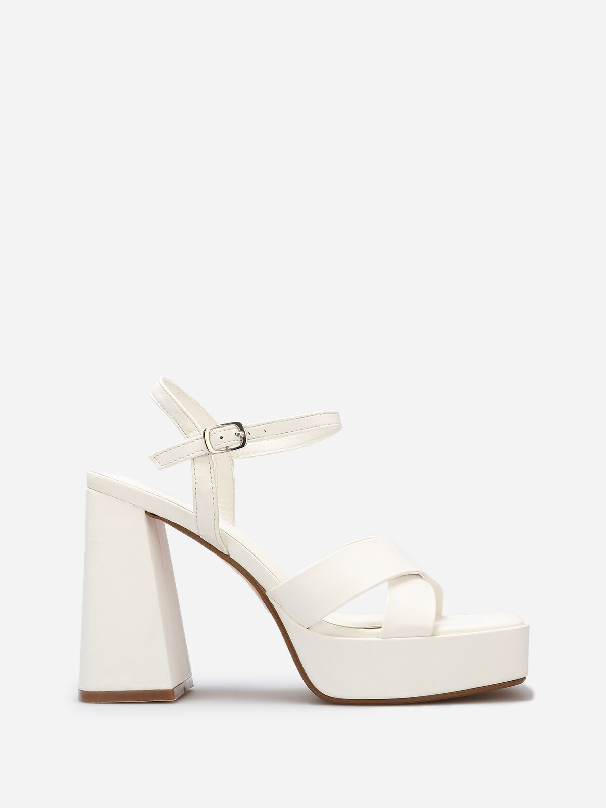 Sandales à plateforme avec brides croisées- Blanc