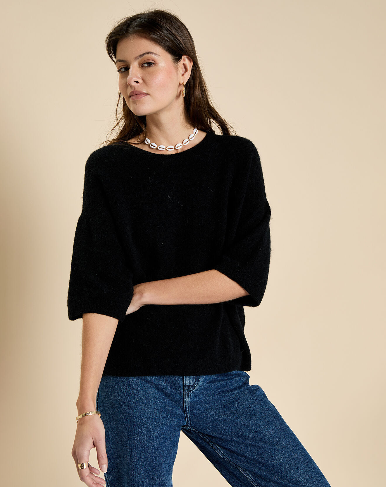Harris Wilson Pull en Laine & Alpaga Fauve noir