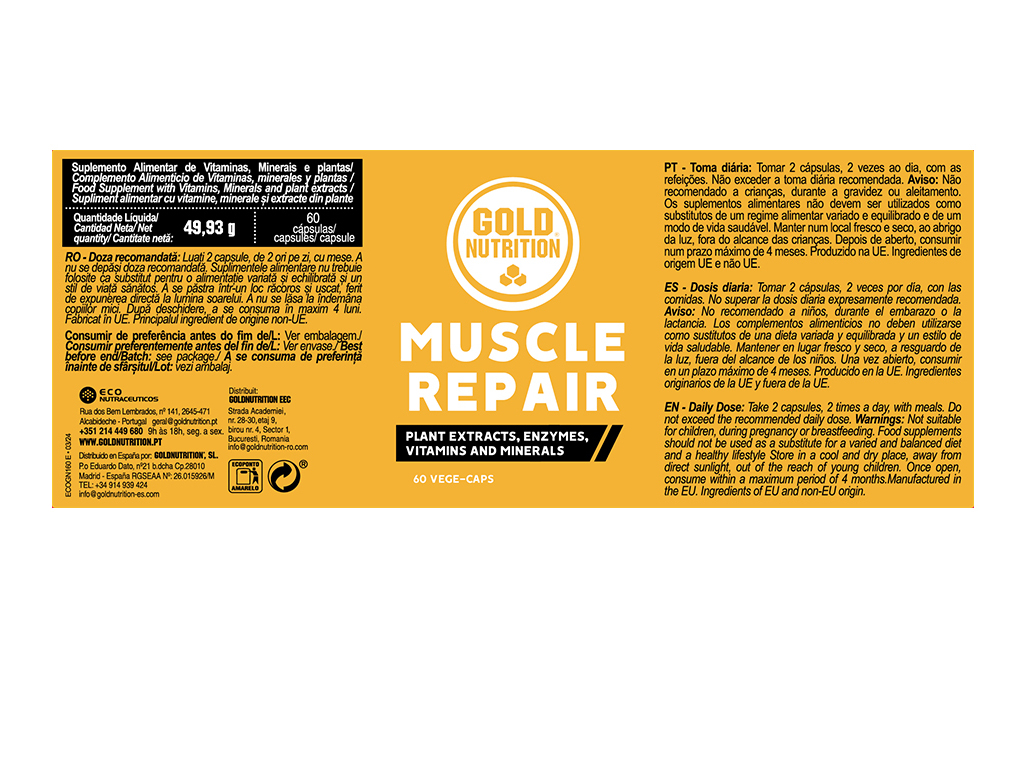 SUPLEMENTO GOLDNUTRITION MUSCLE REPAIR 60 CAPS