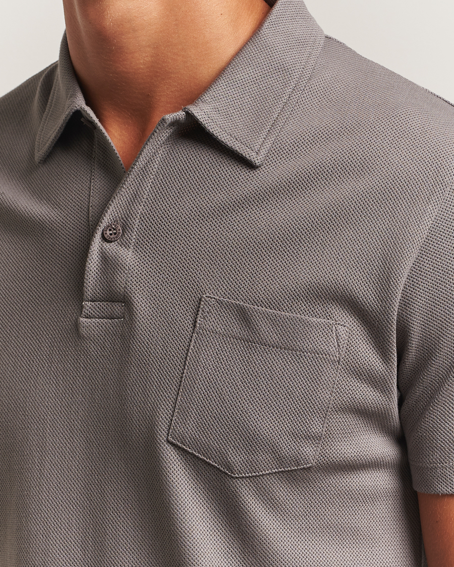 Sunspel Riviera Polo Shirt Iron Grey